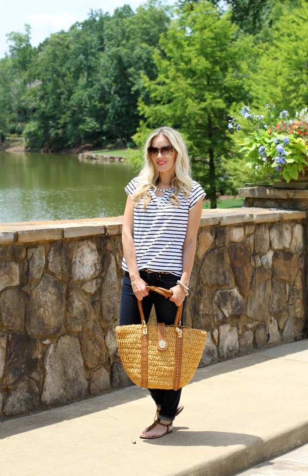 Stripes and an oversized straw bag on CaliCrest.com.jpg