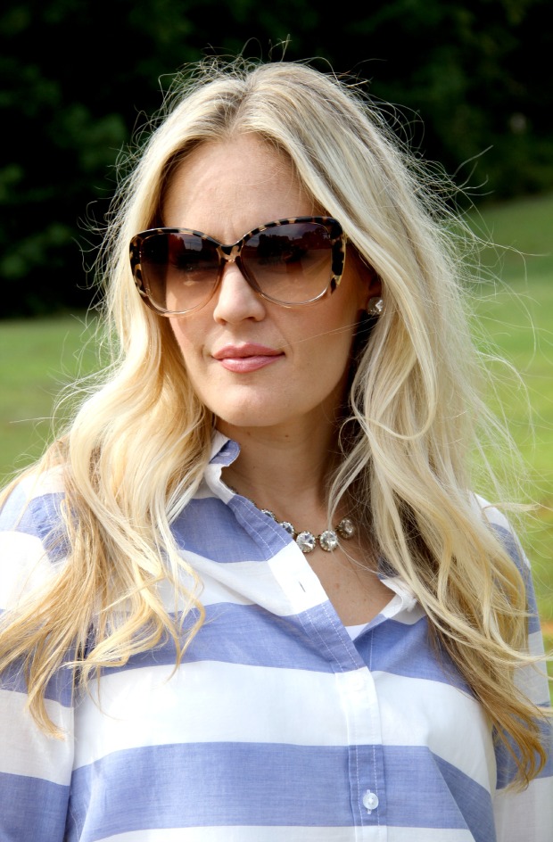 Tom Ford Sunglasses with JCrew necklace and Kate Spade Earrings on CaliCrest.com