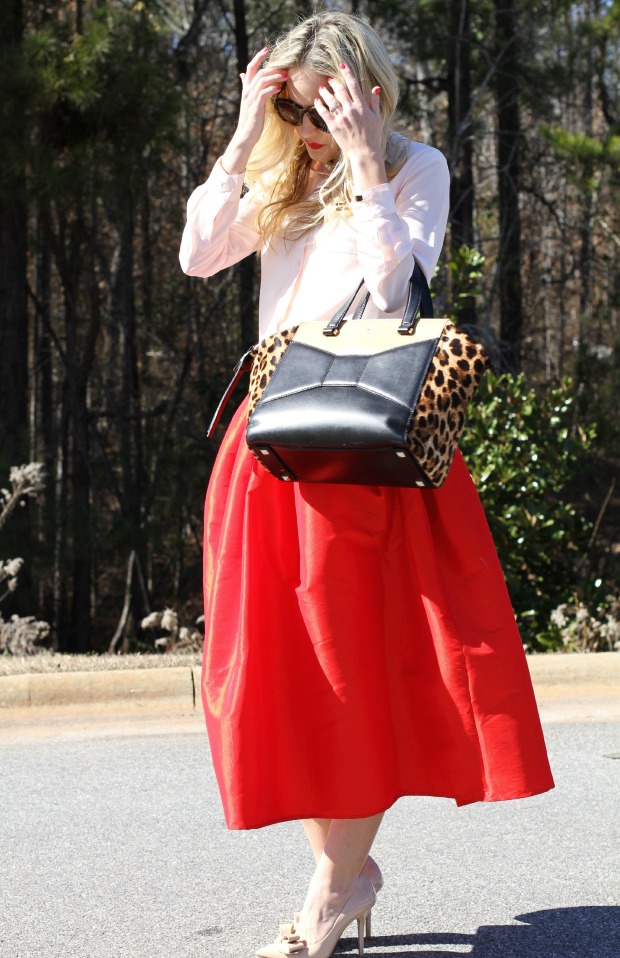 Red Full Midi Skirt on CaliCrest